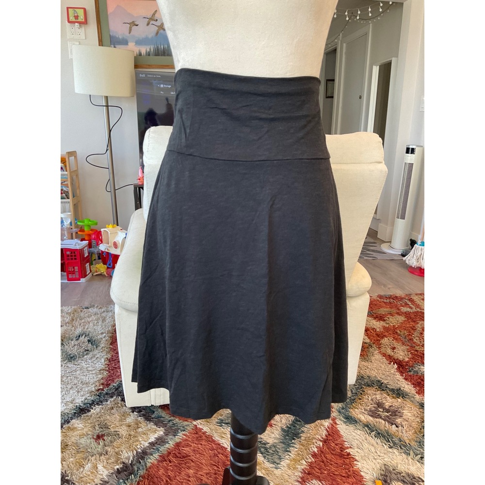 Toad&Co Chaka Skirt Black Organic Cotton Tencel A-Line Skirt Large Quiet Luxury
